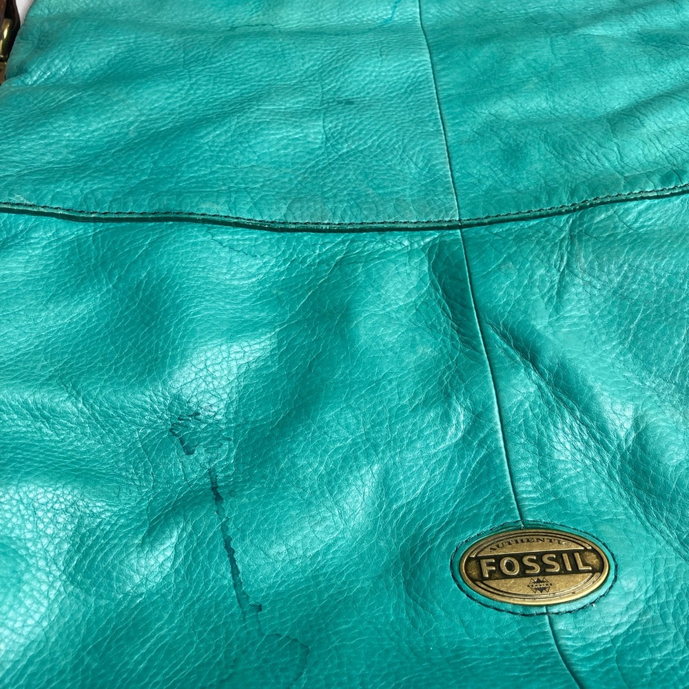Fossil Teal Large Foldover Zipper Bag - image 7